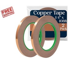 High-Quality Copper Foil Tape 2 Pack for Stained Glass Electronic Projects