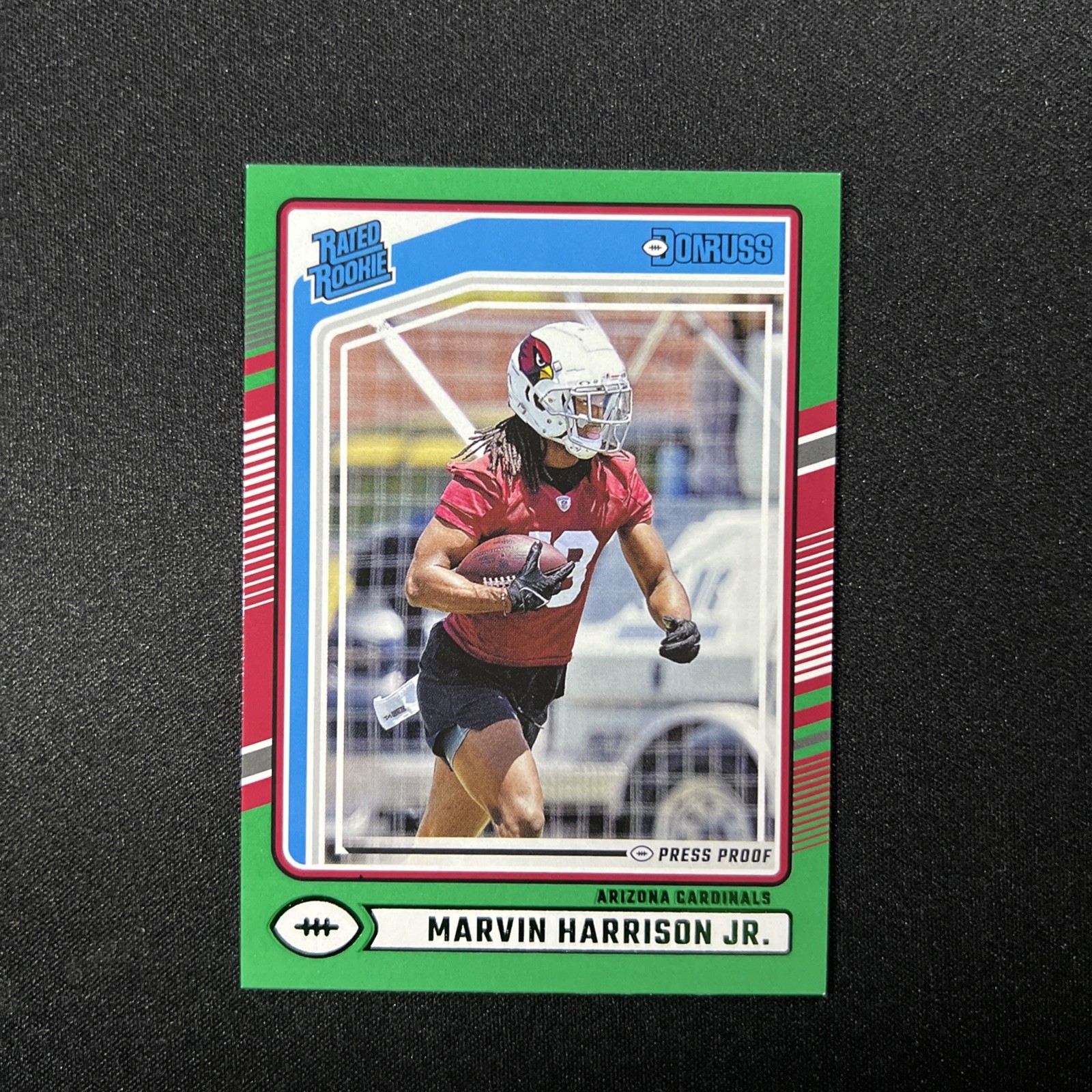 Marvin Harrison Jr. 2024 Donruss #393 Press Proof Green Rated Rookie Cardinals