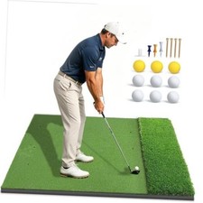 Artificial Turf Golf Mat, Dual-Grass Golf Hitting Mat with Fairway Rough