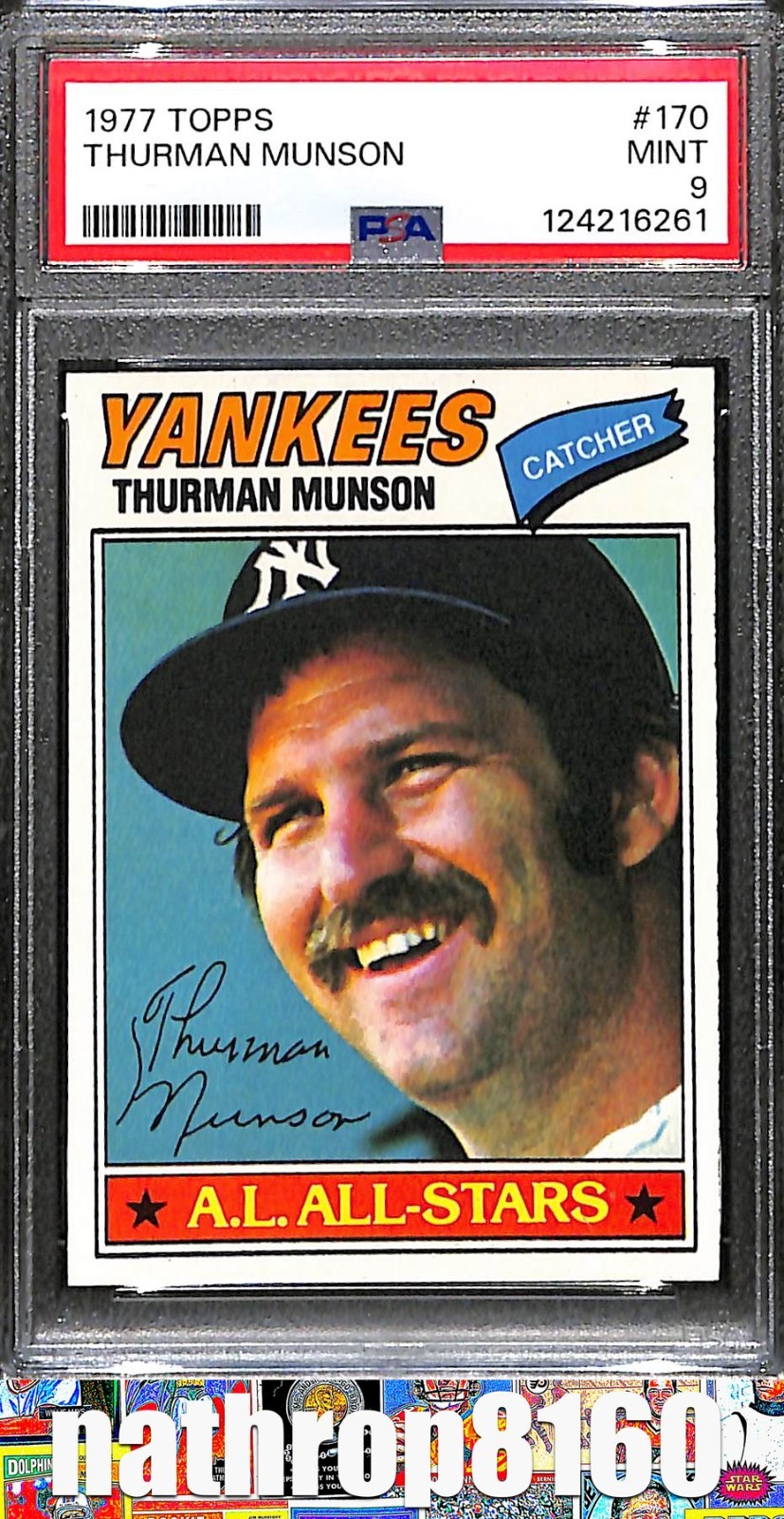 1977 Topps Baseball Card #170 Thurman Munson New York Yankees PSA 9 MINT 13306