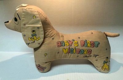 Jerry Elsner Baby's First Visitors Please Sign old vintage stuffed dog HTF