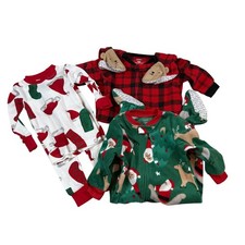 3 Pairs of Carter's Christmas Pajamas - Santa Holiday Sleepwear Size 12 Months