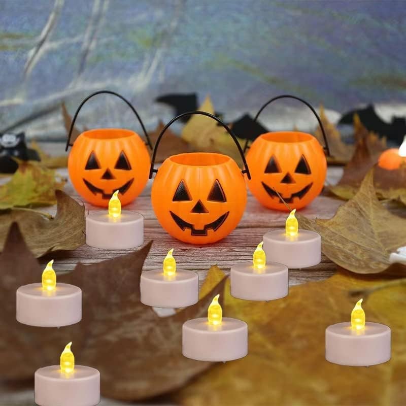 "LED Tea Lights with 6-Hour Timer: 12 Warm Yellow Flickering Candles for Events