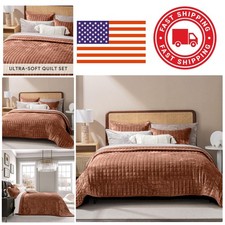 Breathable Velvet Comforter Set King Size Terracotta Fawn for Round Comfort