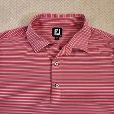 FJ FootJoy Golf Polo Shirt Men's XL Pink White Stripe Short Sleeve Performance