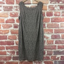 Adrianna Papell Dress Womens 20W Taupe Brown Embroidered Lace Evening Formal
