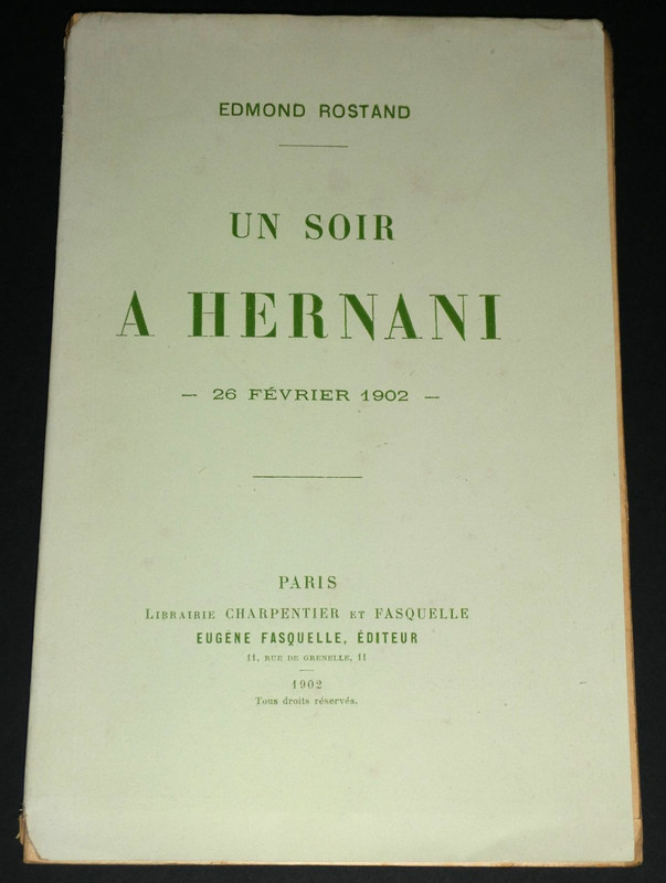 Rostand Un soir à Hernani édition originale japon
