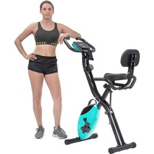 Folding Exercise Bike, Fitness Upright And Recumbent X-Bike With 16-Level Adjust