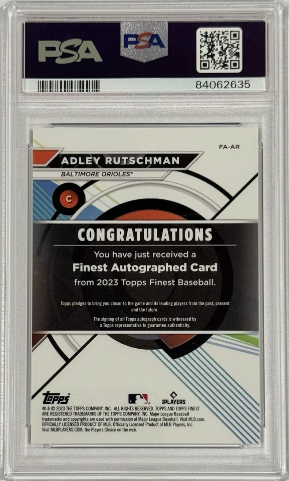 2023 Finest Adley Rutschman Gold Refractor Auto Rookie RC /50 PSA 10 Gem Mint - Image 2 of 2