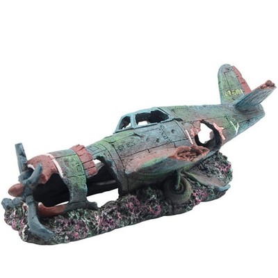 Fish Tank Decoration Fighter Vintage Airplane Ruins Submarine Landscape Fish ...