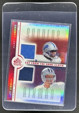 2005 UD Reflections Barry Sanders Troy Aikman Same Cloth Jersey Red #CC-SA