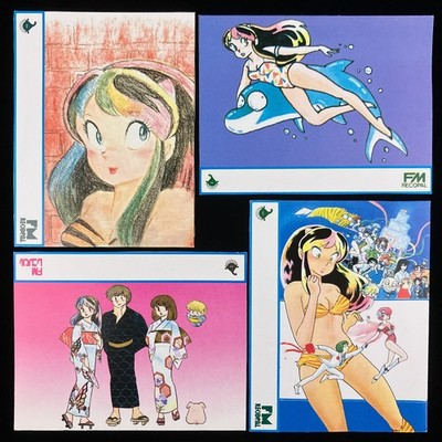 1980's FM Recopal Urusei Yatsura Lum Cassette Tape Index Card 4pc Set Japan V1