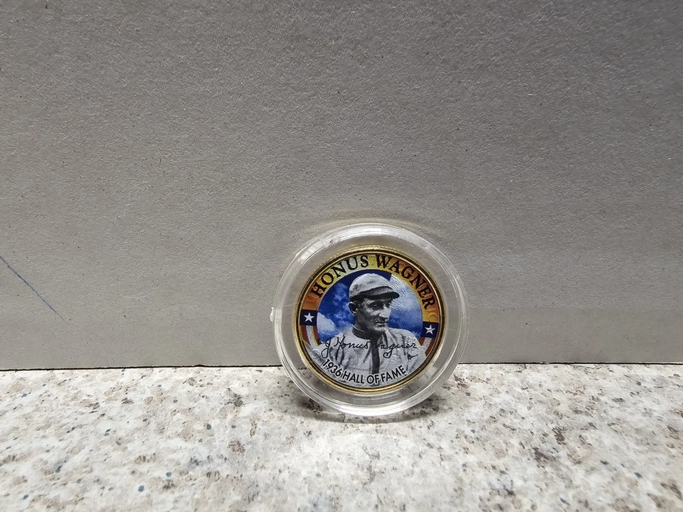 Honus Wagner Piratas de Pittsburgh MLB chapado en oro 24K cuarto coloreado en estuche Foto 2 de 4