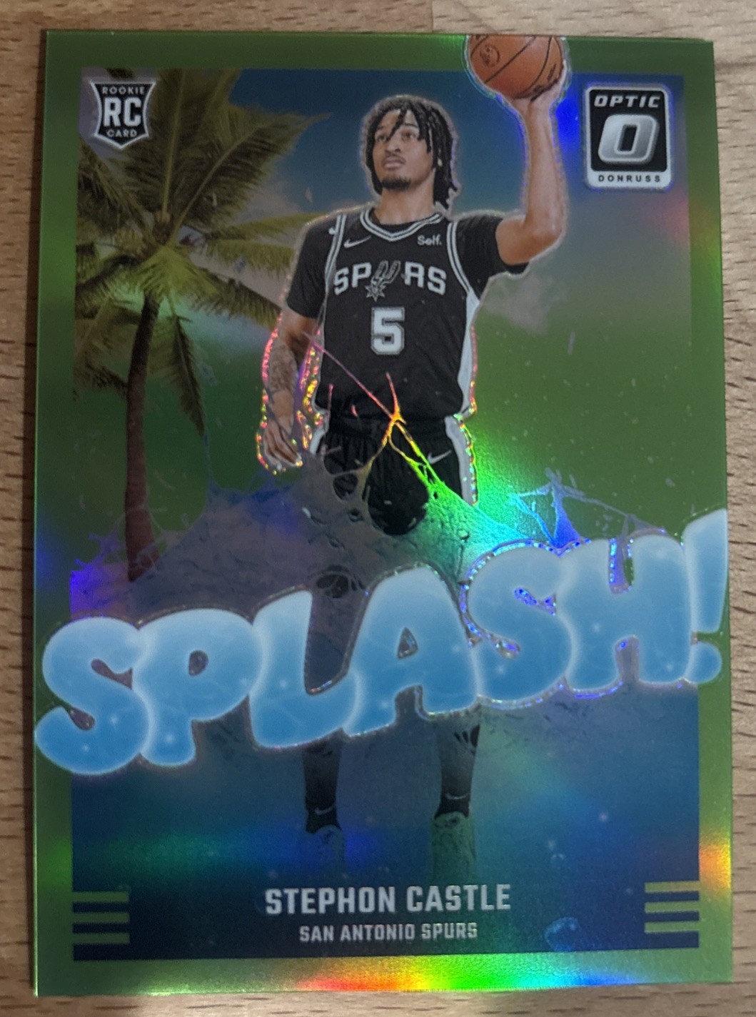 2024-25 Donruss Optic Splash! #14 Stephon Castle RC Lime Green Prizm /199 Spurs