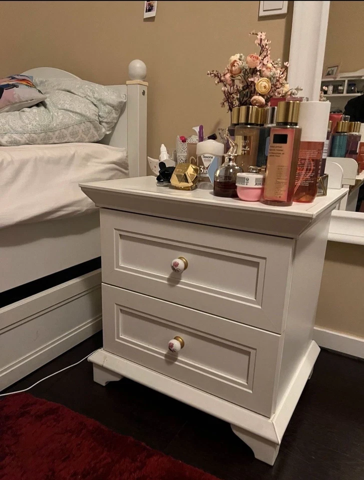 Mädchen Schlafzimmer Weiß, Bett, Schrank, Schreibtisch, Nacht Konsole, Kommode. - Bild 4 von 4