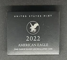 2022 W US Mint American Eagle One Ounce Silver Uncirculated Coin OGP COA - 22EG