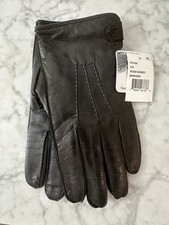 Saks Fifth Ave COLLECTION Mens BLK Leather  Cashmere-Lined Gloves In LG Size.