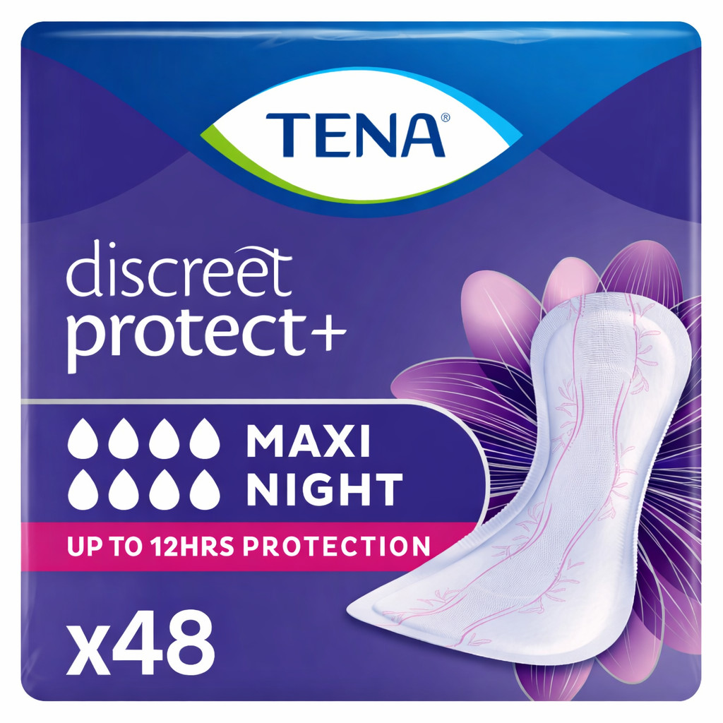 48 x TENA Lady Discreet Protect+ Maxi Night Incontinence Pads 8 Packs of 6 - Image 2