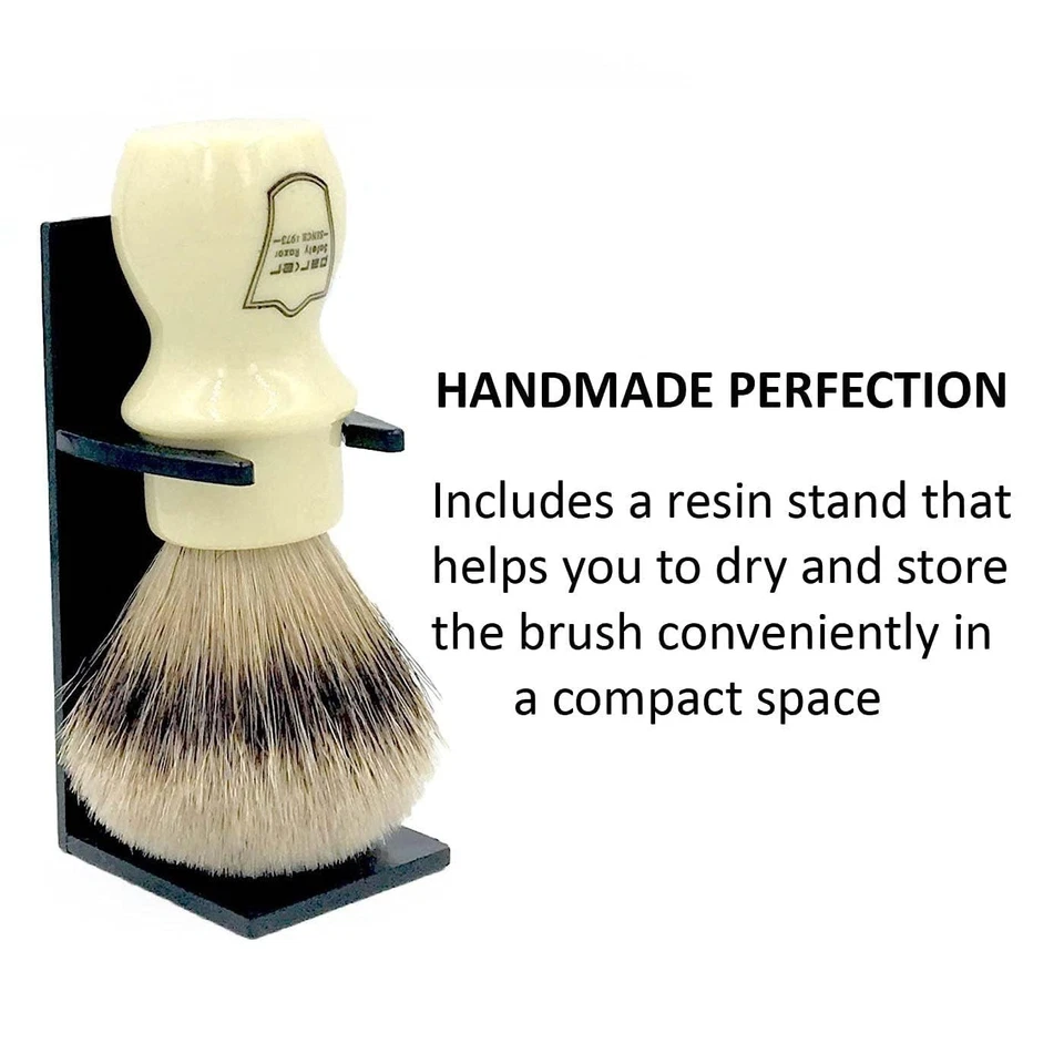 Parker 100% Silvertip Badger Mug Shaving Brush with Brush Stand (Ivory Color) - Image 3 of 4