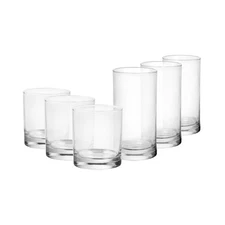Mainstays Cooler Tennyson Glass Drinkware Set, Clear, 12 Pieces