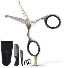 4.2 Inch Japanese Steel RoundedTip Beard Mustache Scissors Silver 420C Men