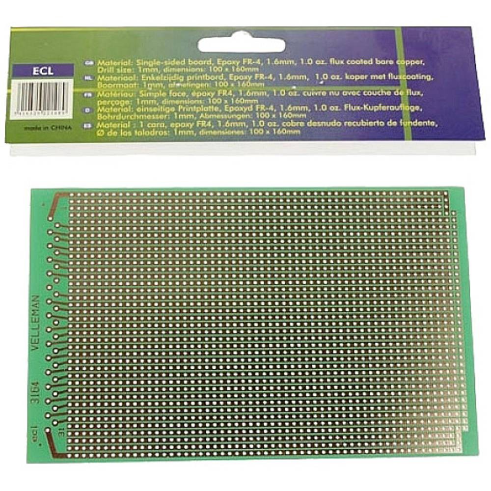 Platine Euro Velleman 16x10 cm en lot de 25 pièces pour circuit imprimé