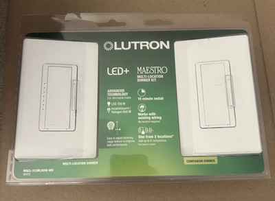 Lutron MACL-153MLRHW-WH Maestro Dimmer Kit 2 Pack White LED+