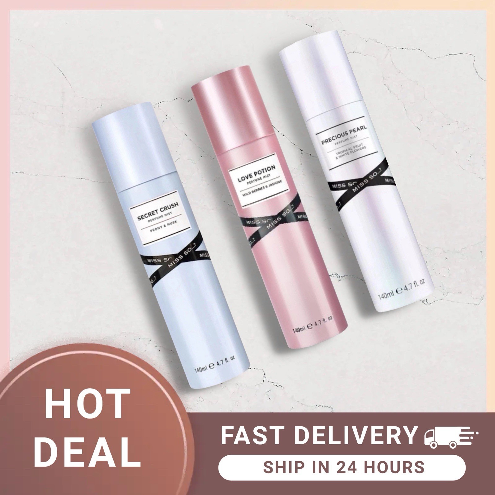 Miss So...? PRECIOUS PEARL , SECRET CRUSH  ,  LOVE POTION Perfume Mist  140ml X3
