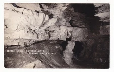 c1950 RPPC SPRING VALLEY WISCONSIN DOUBLE ARCH INTERIOR CRYSTAL CAVE POSTCARD WI