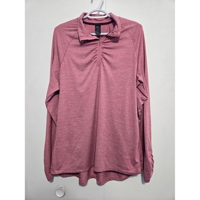 Champion C9 Women's XXL Pink Quarter Zip Athletic Pullover Ruched Sleeve Top