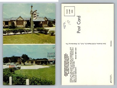 Brandon, FL-Florida, Motor Lodge & Restaurant Exterior Views Vintage Postcard