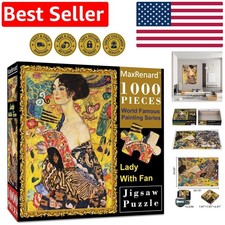 Exclusive Klimt Lady with Fan 1000 Piece Puzzle - Perfect Gift for Art Lovers