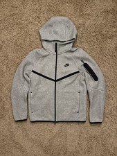 Nike Tech Fleece Hoodie Full-Zip Heather Grey Black Jacket Sz Small HV0949-063
