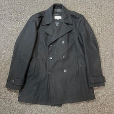 Calvin Klein Double Breasted Pea Coat Black Size Medium Suit Jacket Wool