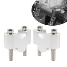 Handlebar Riser Lift Kit Clamps 7/8 Bar 25mm For Honda Suzuki Kawasaki Silver