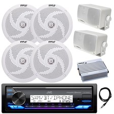 JVC Marine Bluetooth Receiver, Amp, 4x 6.5"  2x 3.5" White Speakers, Antenna