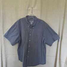 Eddie Bauer Men's XXL Blue Checkered Short Sleeve  Buttoned Down Shirt
