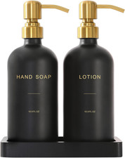 Soap Dispenser Bathroom Set, Gold Black