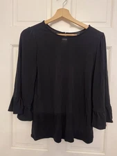 Ann Taylor  Women’s   BLACK  Bell Sleeve Blouse WORK HOLIDAY  Top Size XS