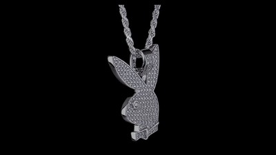 MOISSANITE Playboy Bunny Pendant Iced Real Solid 925 Silver Gold