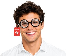 Nicky Bigs Novelties Round Nerd Glasses, Black Thick Frames One Size,