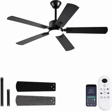 52 Inch Modern Ceiling Fans with Lights App/Remote Control, Low Profile Reversib