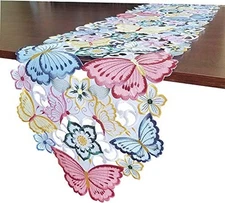 Easter Table Runner Spring Embroidered Applique Runner 13"×54" Spring Color
