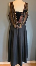 🖤Vintage Krüger Dirndl Wool Blend Floral Alpine Long Dress Fits Sizes 14-16
