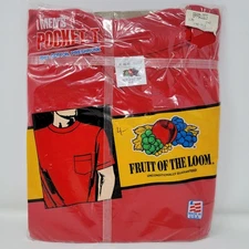 NOS Fruit Of The Loom Pocket T-Shirt Red 100% Cotton Pre-Shrunk Made In USA