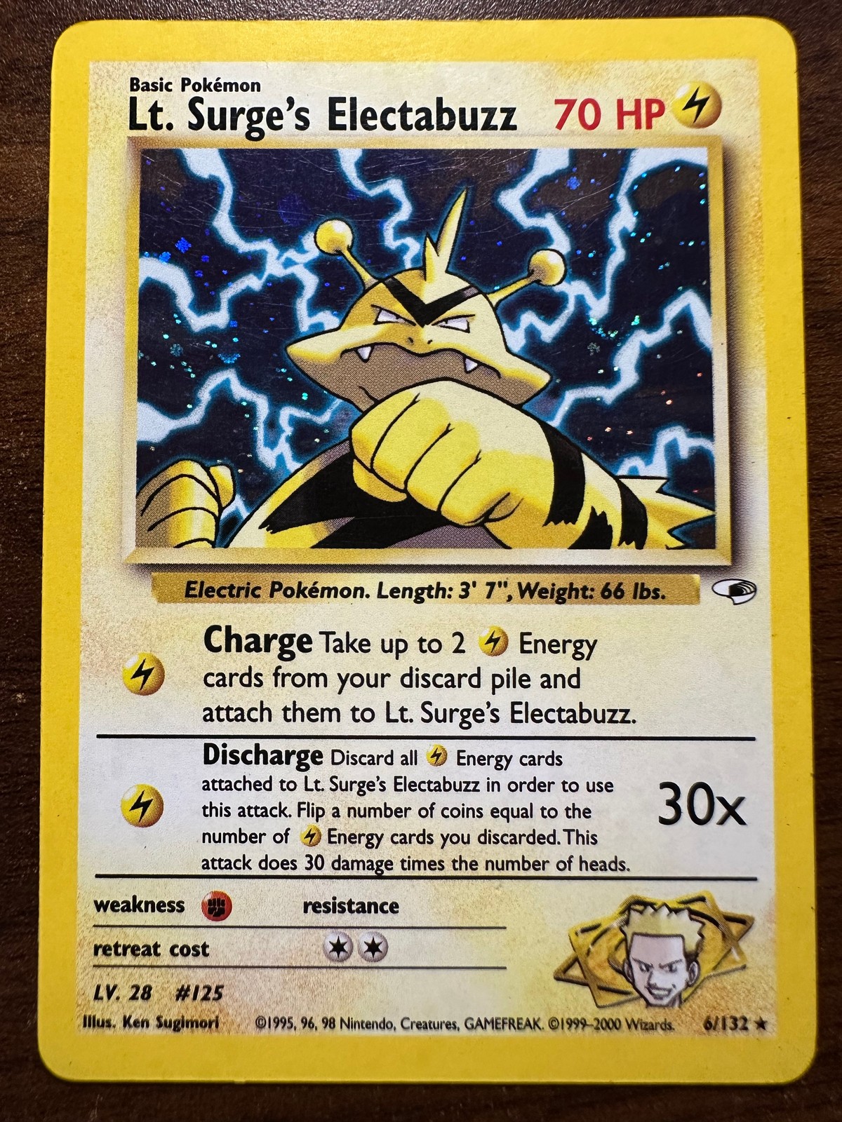 1999 Pokemon WOTC Gym Heroes Lt. Surge's Electabuzz Holo #6/135