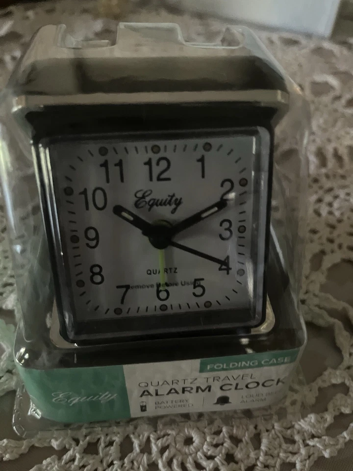 NEW EQUITY Quartz Folding Travel Alarm Clock 20080 Model Black - Image 2 of 3
