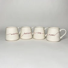 Winter Wonder Lane Home For The Holidays Christmas Mugs Set of 4 Script Words