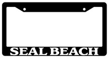 Black License Plate Frame Seal Beach City State Auto Accessory Novelty 2668