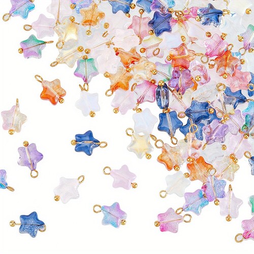 1box 100pcs Small Colorful Star Dangle Charms Mixed color Dangle Glass Pendants
